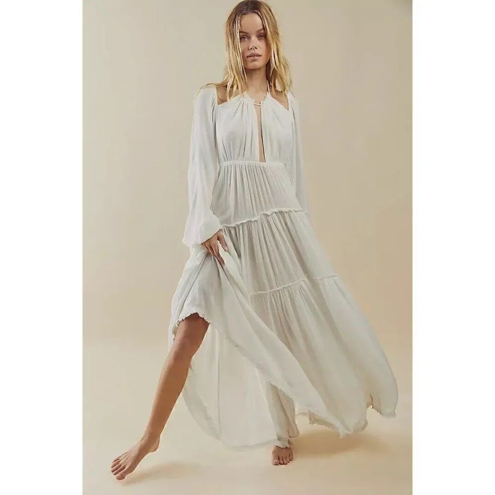 NEW FREE PEOPLE ENDLESS SUMMER AFTER DUSK MAXI DRESS IN IVORY